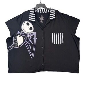 Disney Nightmare Before Christmas Women's 2X Plus Size Black Pajama Shirt Top